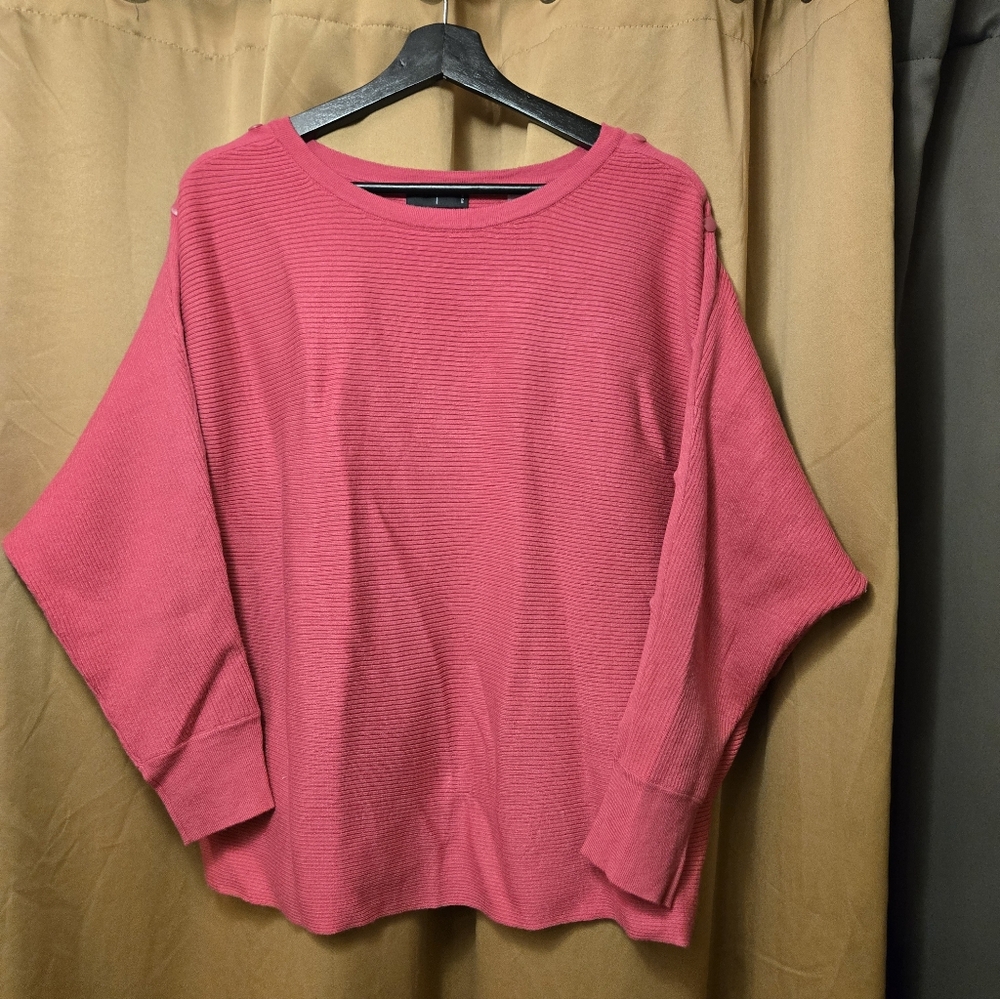 Tahari Women 2x Hot Pink Boat Neck Sweater